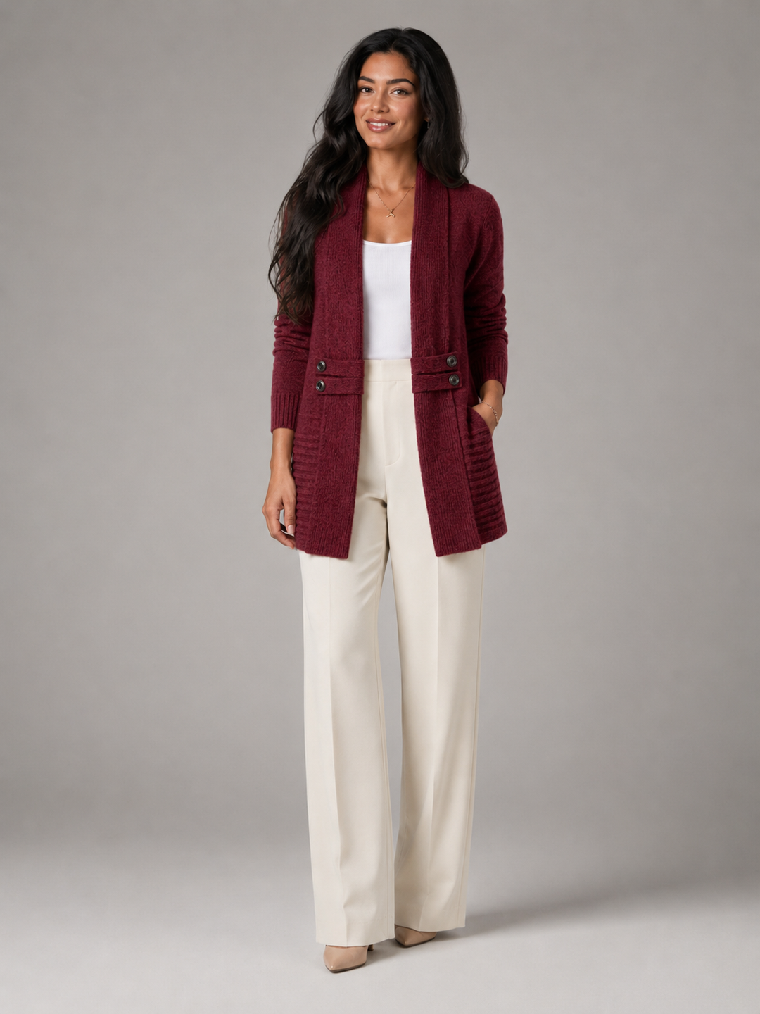 Judith shawl collar cardigan sweater with pockets – image 2