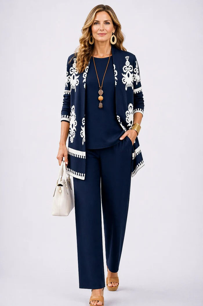 Serena Elegant Three Piece Printed Trouser Set - image 8