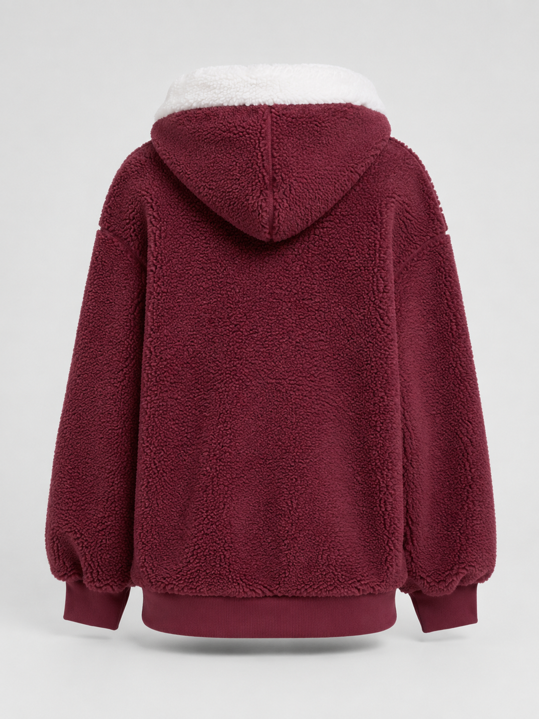 Ramona Elegant Contrast Hood Sherpa Zip Up Jacket - image 7