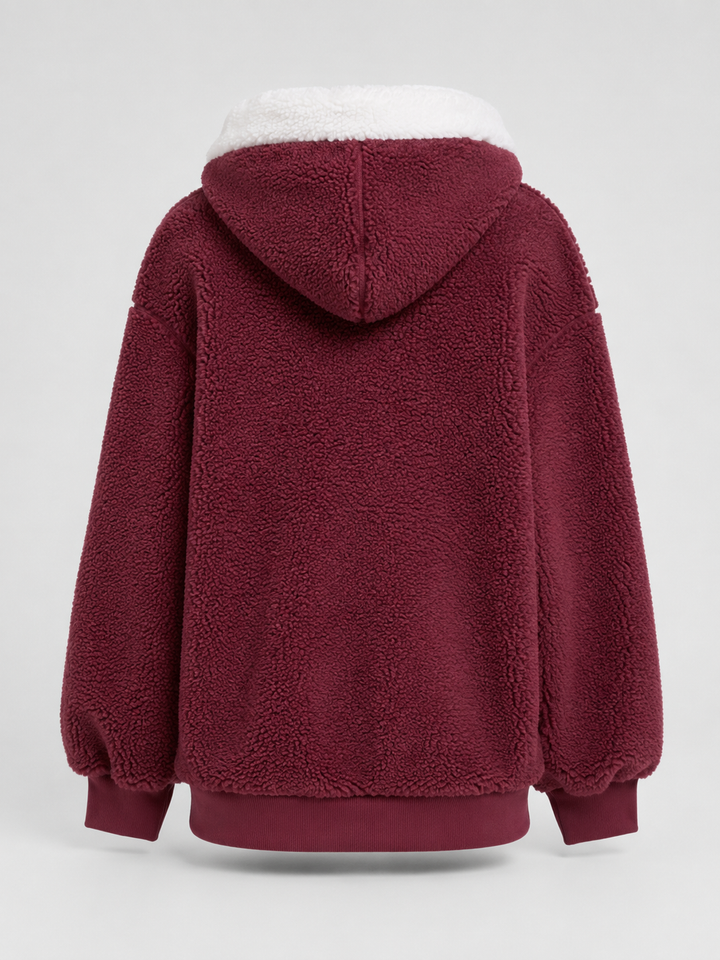 Ramona Elegant Contrast Hood Sherpa Zip Up Jacket - image 7