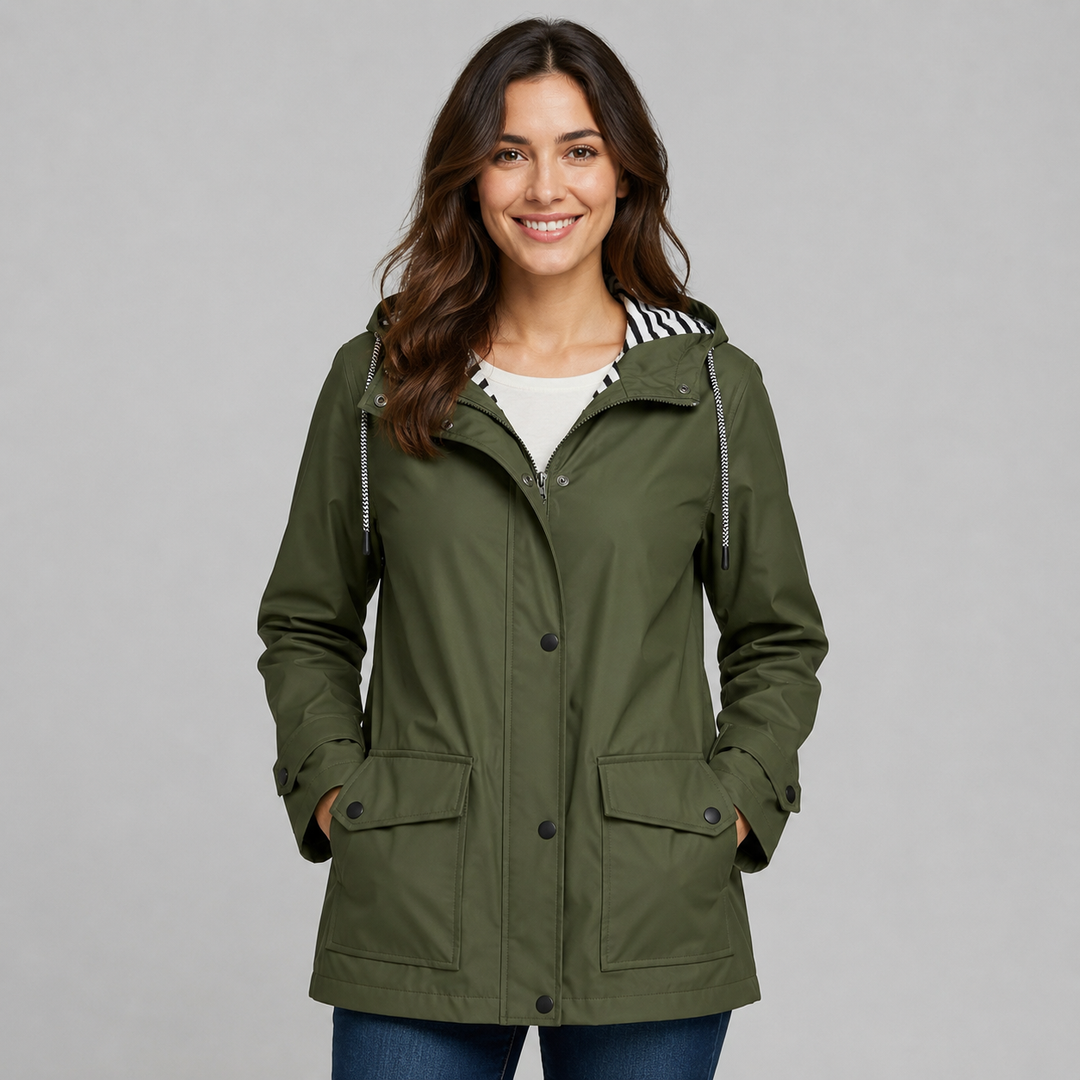 Selma hooded button front trench coat