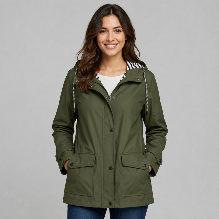 Selma hooded button front trench coat