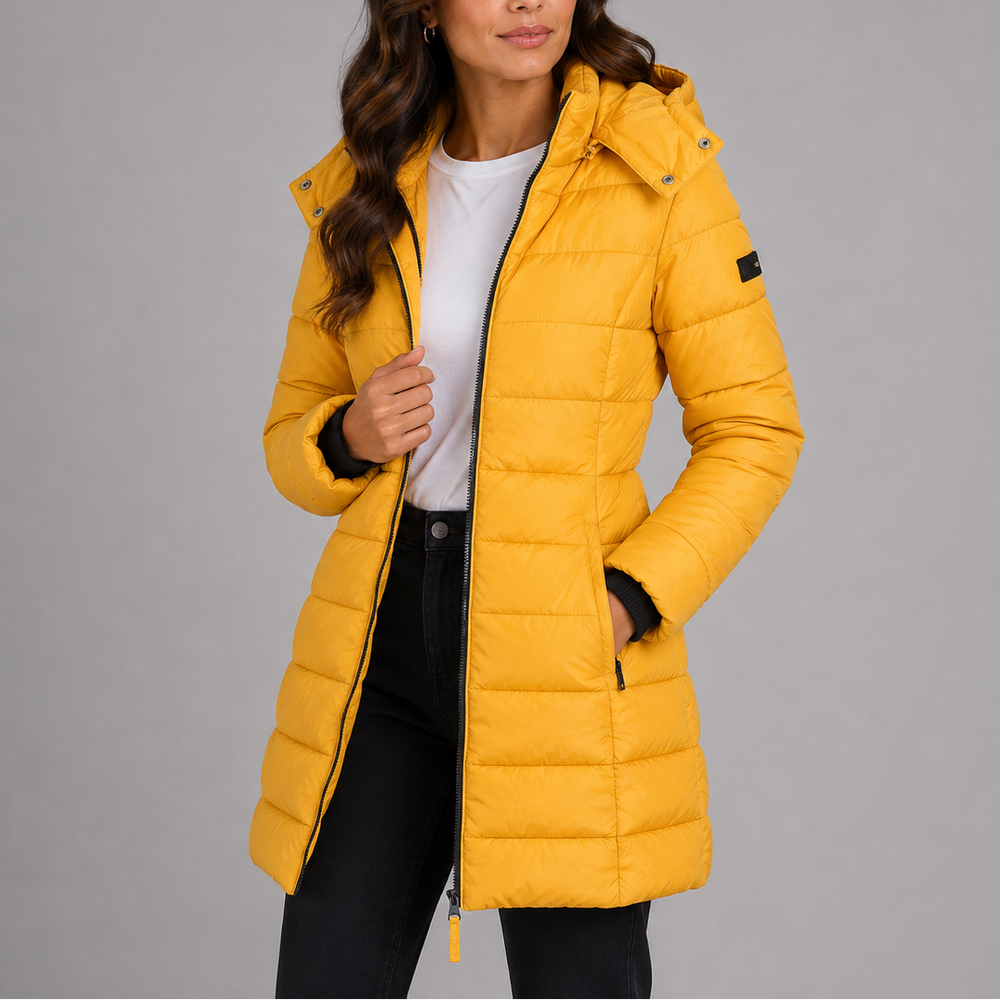 Juno long puffer jacket with detachable hood – image 2