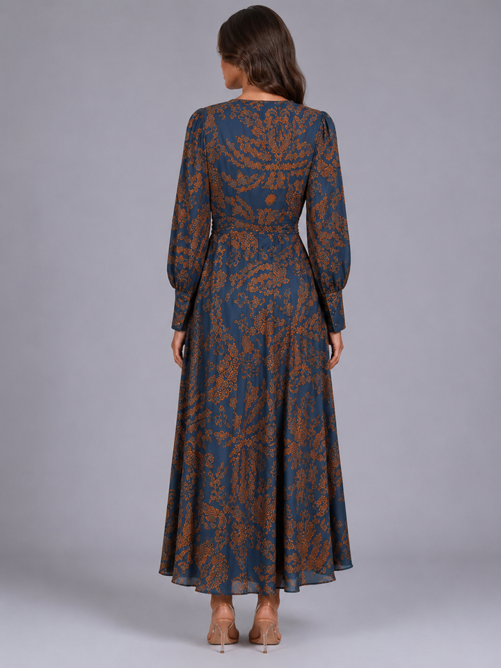 Penny Elegant Printed Knot Front Midi Dress - image 29