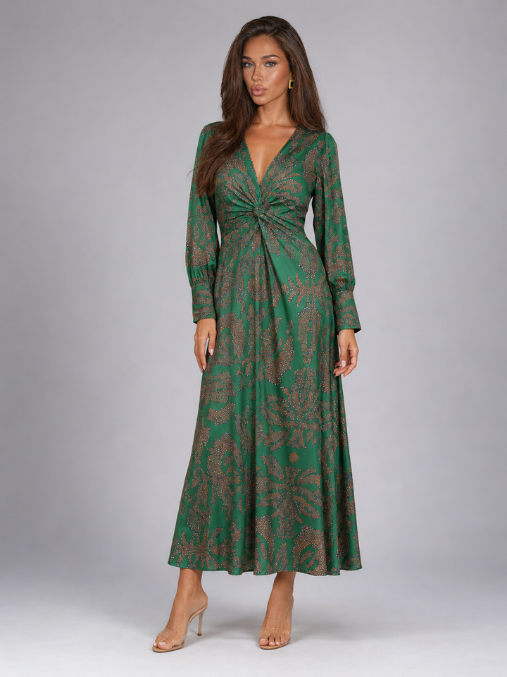 Penny Elegant Printed Knot Front Midi Dress - image 19