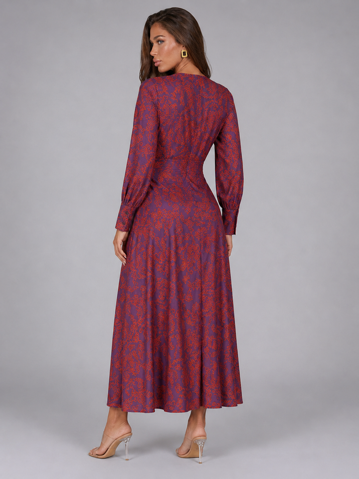 Penny Elegant Printed Knot Front Midi Dress - image 3