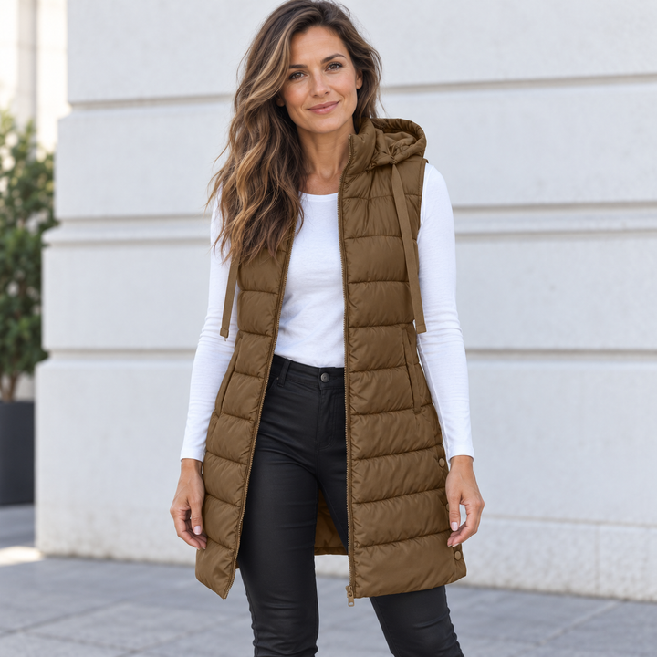 Maeve longline hooded quilted gilet – image 3
