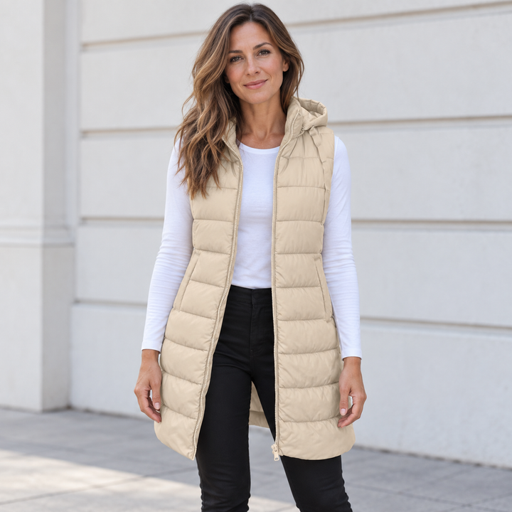 Maeve longline hooded quilted gilet – image 4