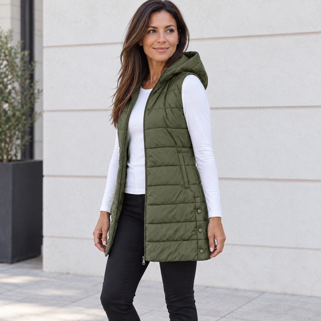 Maeve longline hooded quilted gilet – image 5