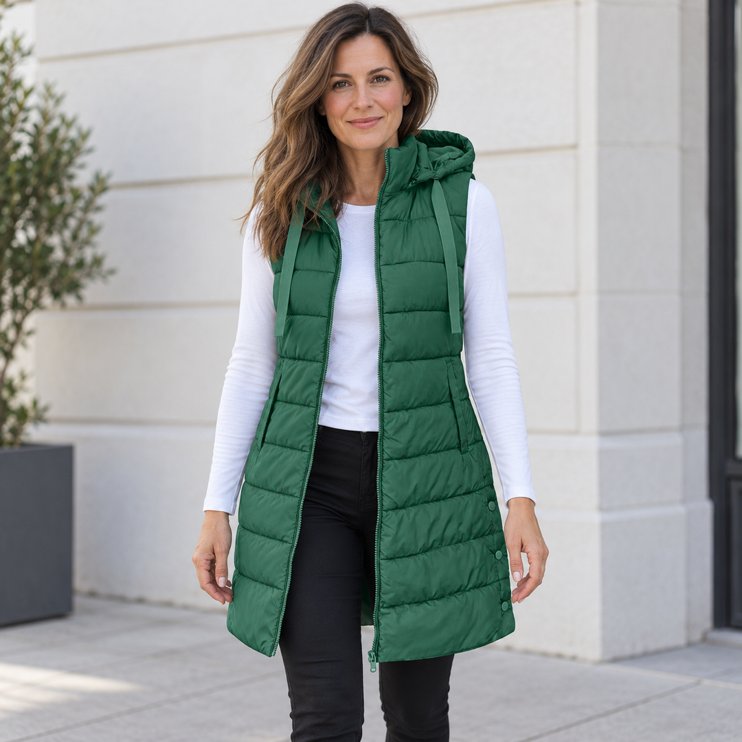 Maeve longline hooded quilted gilet – image 7