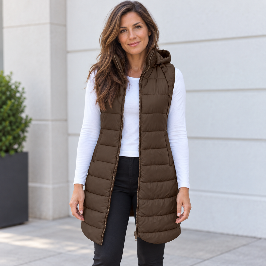 Maeve longline hooded quilted gilet – image 9