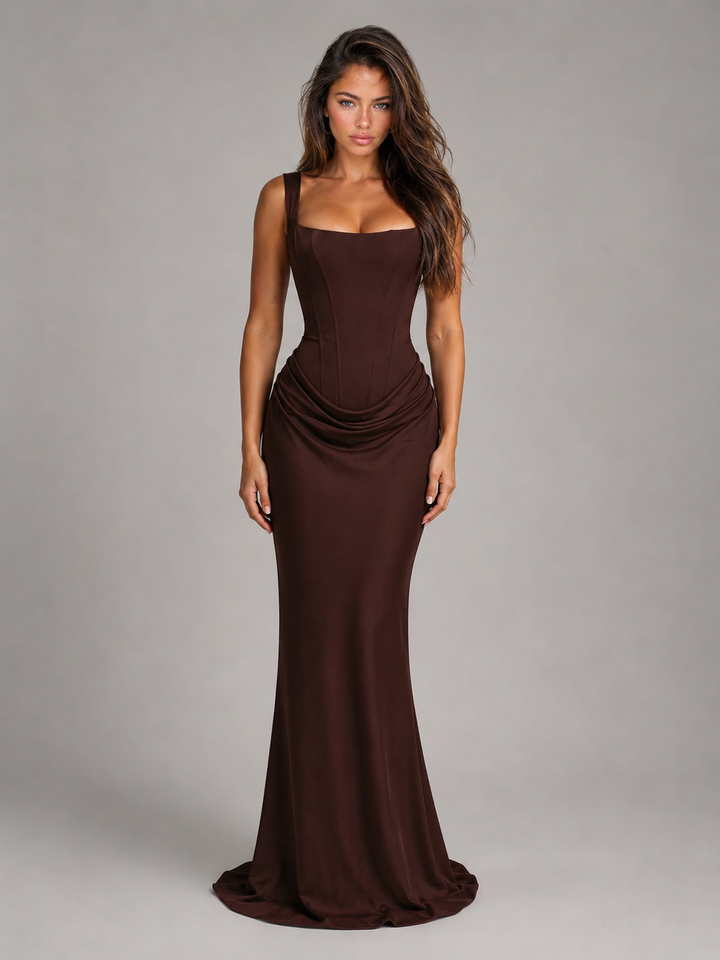 Gwendolyn Elegant Square Neck Bodycon Corset Maxi Dress - image 7