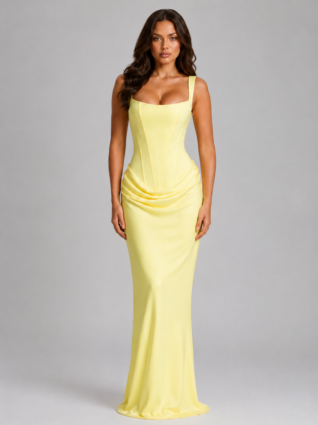 Gwendolyn Elegant Square Neck Bodycon Corset Maxi Dress - image 15