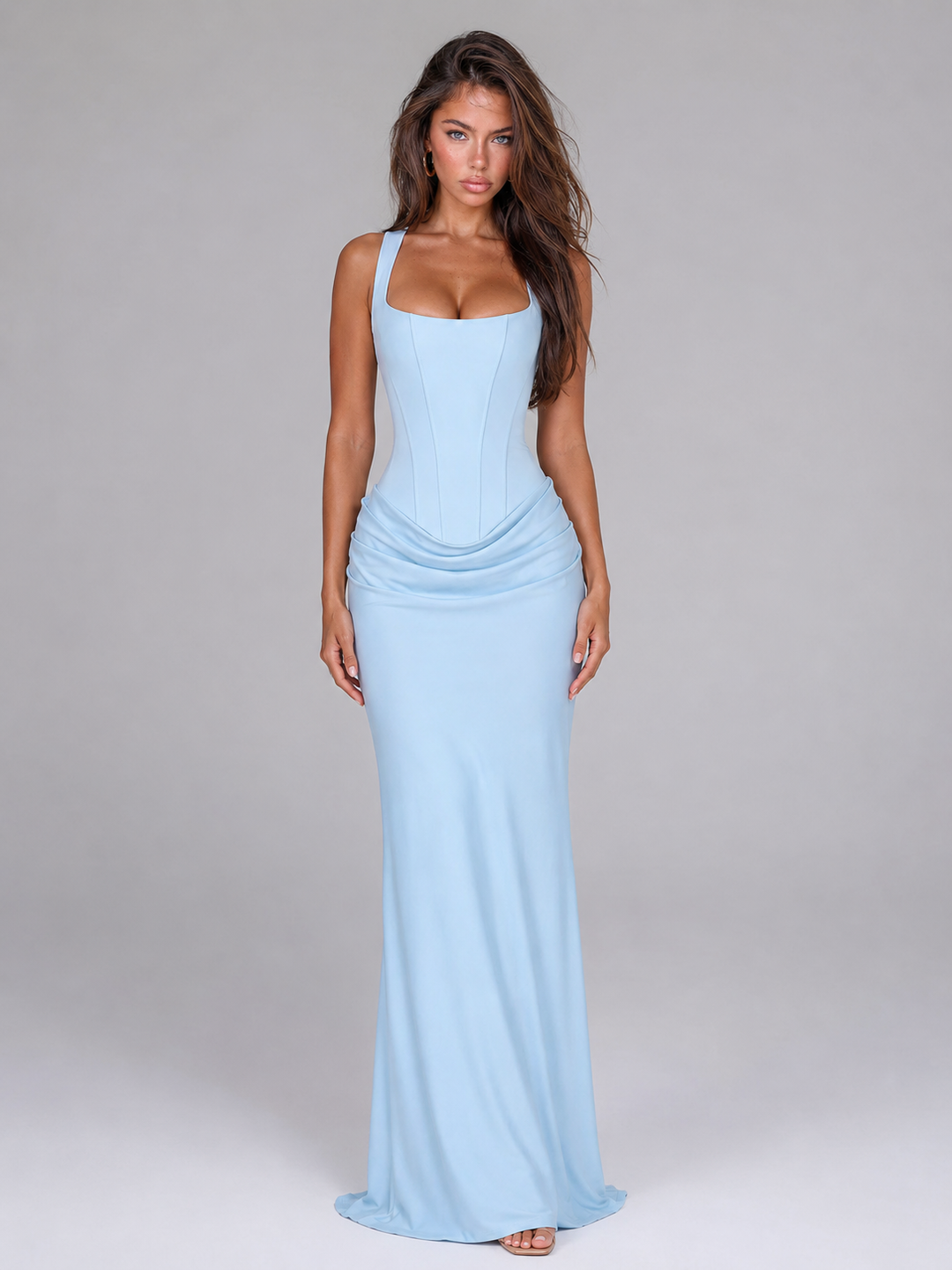 Gwendolyn Elegant Square Neck Bodycon Corset Maxi Dress - image 19