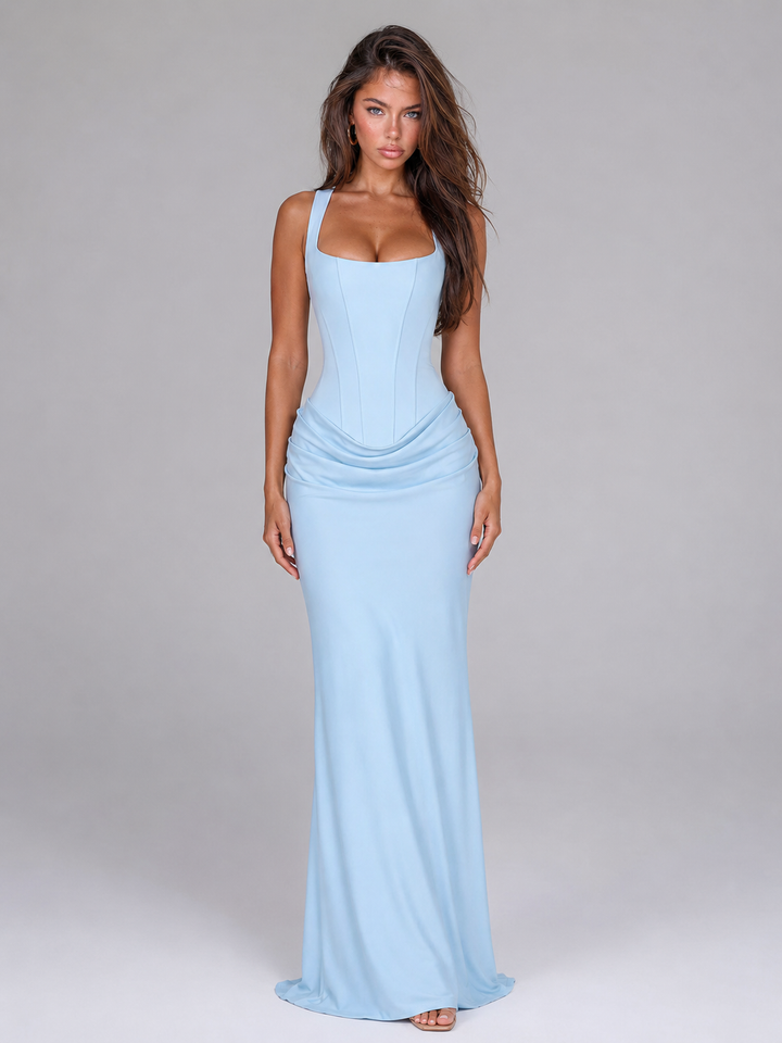 Gwendolyn Elegant Square Neck Bodycon Corset Maxi Dress - image 19