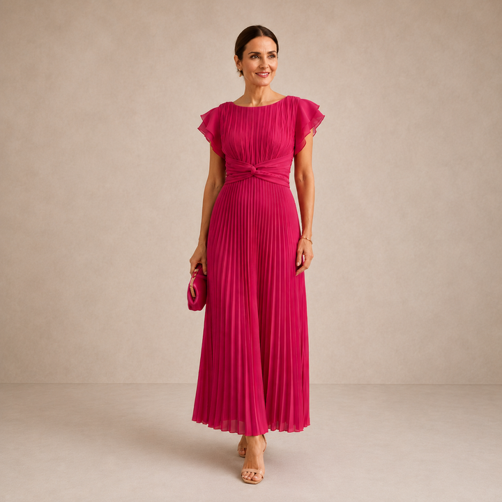 Sanni flowing pleated occasion midi dress