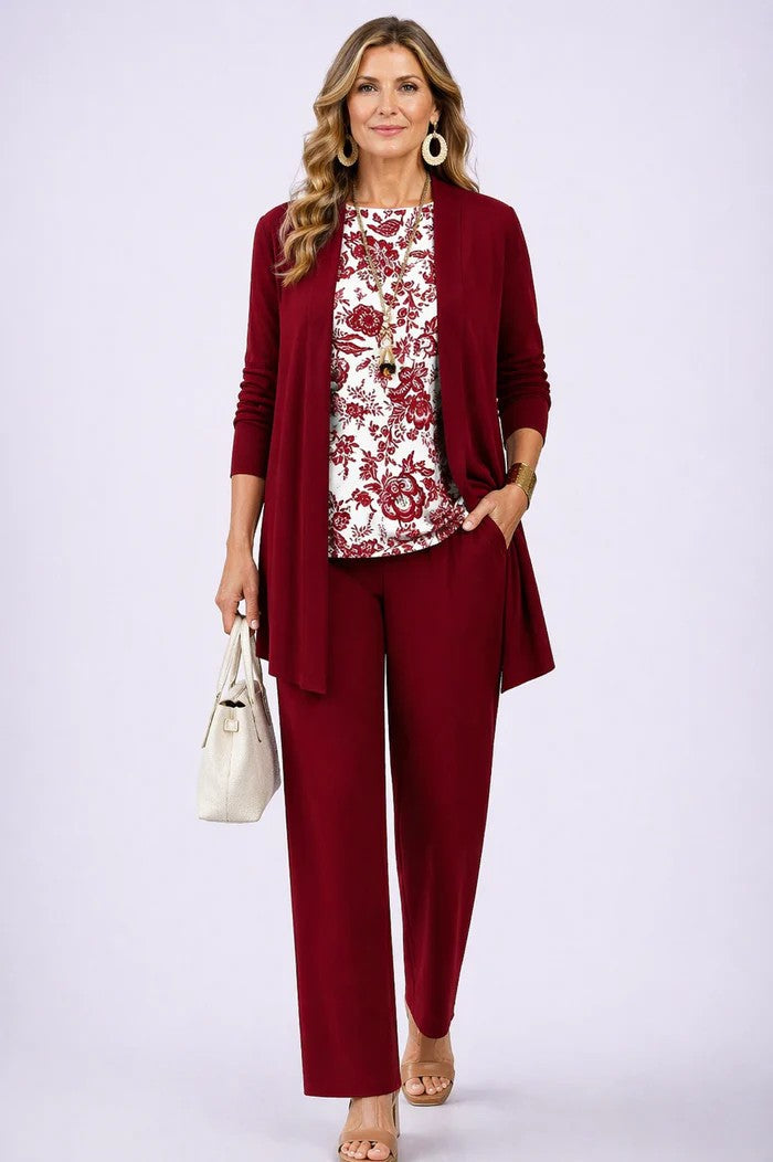Felicity Elegant Three Piece Cardigan and Wide Leg Trouser Set - image 6