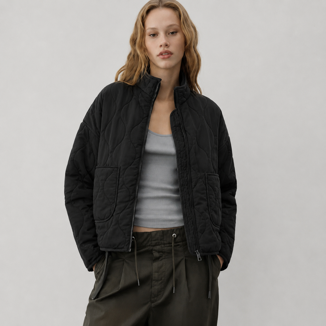 Agatha quilted jacket with high collar and patch pockets – image 4