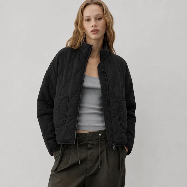Agatha quilted jacket with high collar and patch pockets – image 4