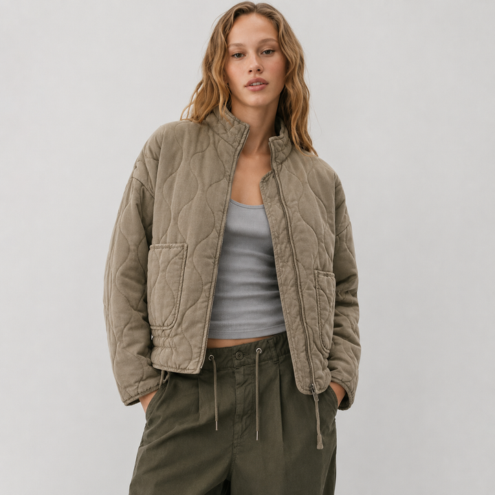 Agatha quilted jacket with high collar and patch pockets – image 5