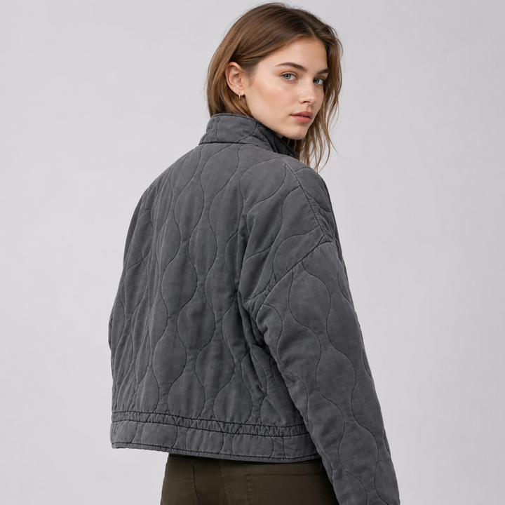 Agatha quilted jacket with high collar and patch pockets – image 2