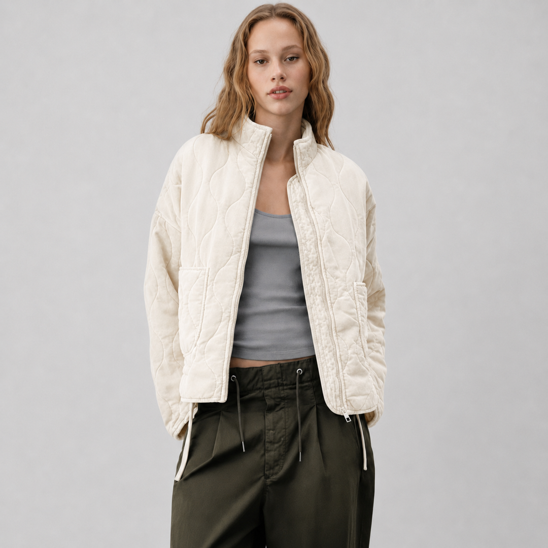 Agatha quilted jacket with high collar and patch pockets – image 3
