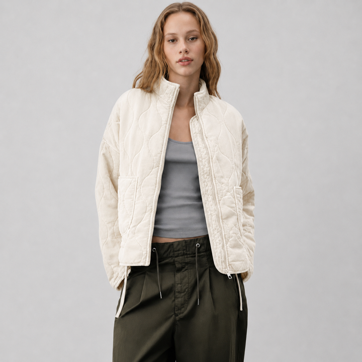 Agatha quilted jacket with high collar and patch pockets – image 3