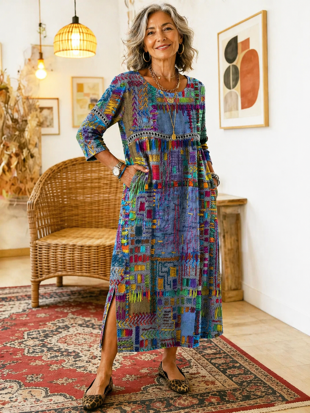 Indra patchwork denim dress