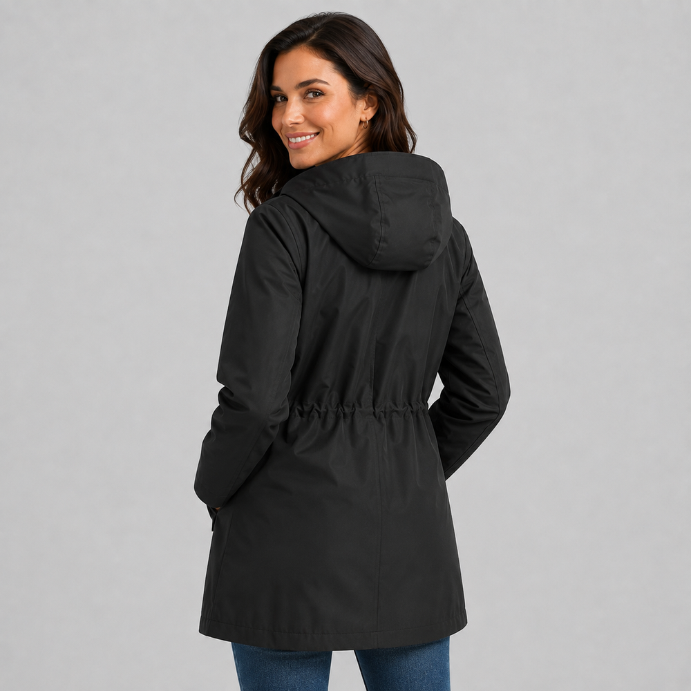 Edie hooded rain jacket with check lining – image 2