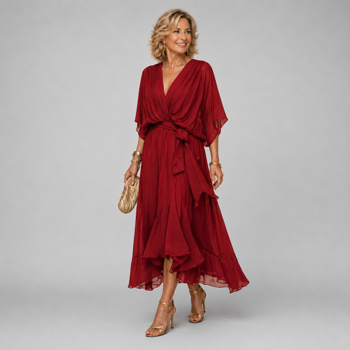 Hermione Elegant Draped Wrap Maxi Dress - image 10