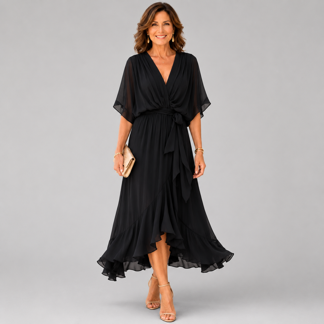 Hermione Elegant Draped Wrap Maxi Dress - image 5