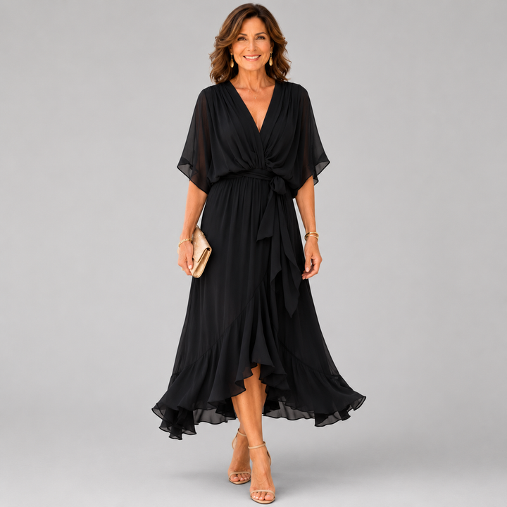 Hermione Elegant Draped Wrap Maxi Dress - image 5