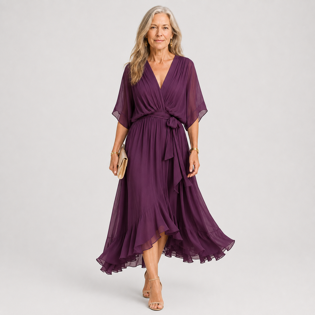 Hermione Elegant Draped Wrap Maxi Dress - image 9