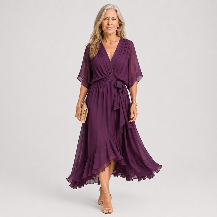 Hermione Elegant Draped Wrap Maxi Dress - image 9
