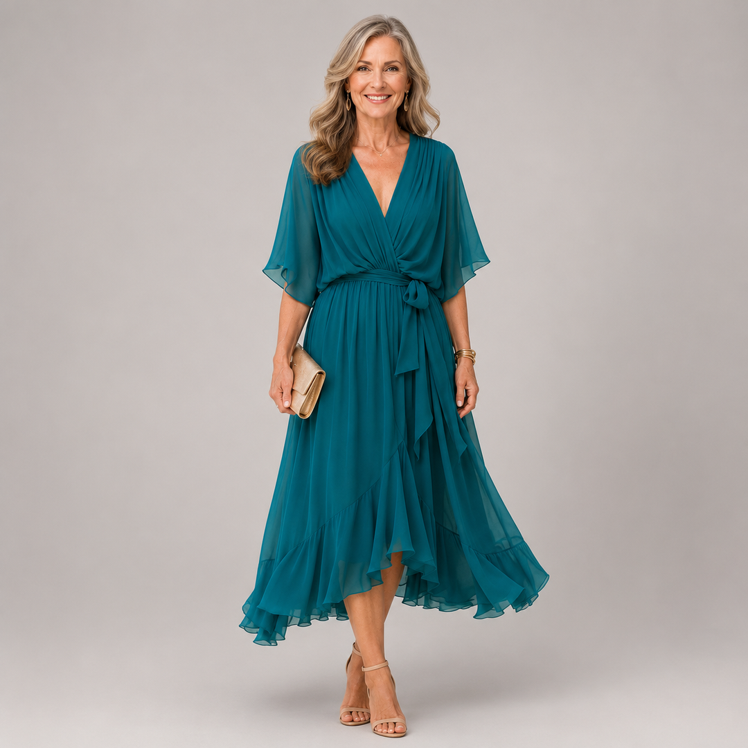 Hermione Elegant Draped Wrap Maxi Dress - image 6