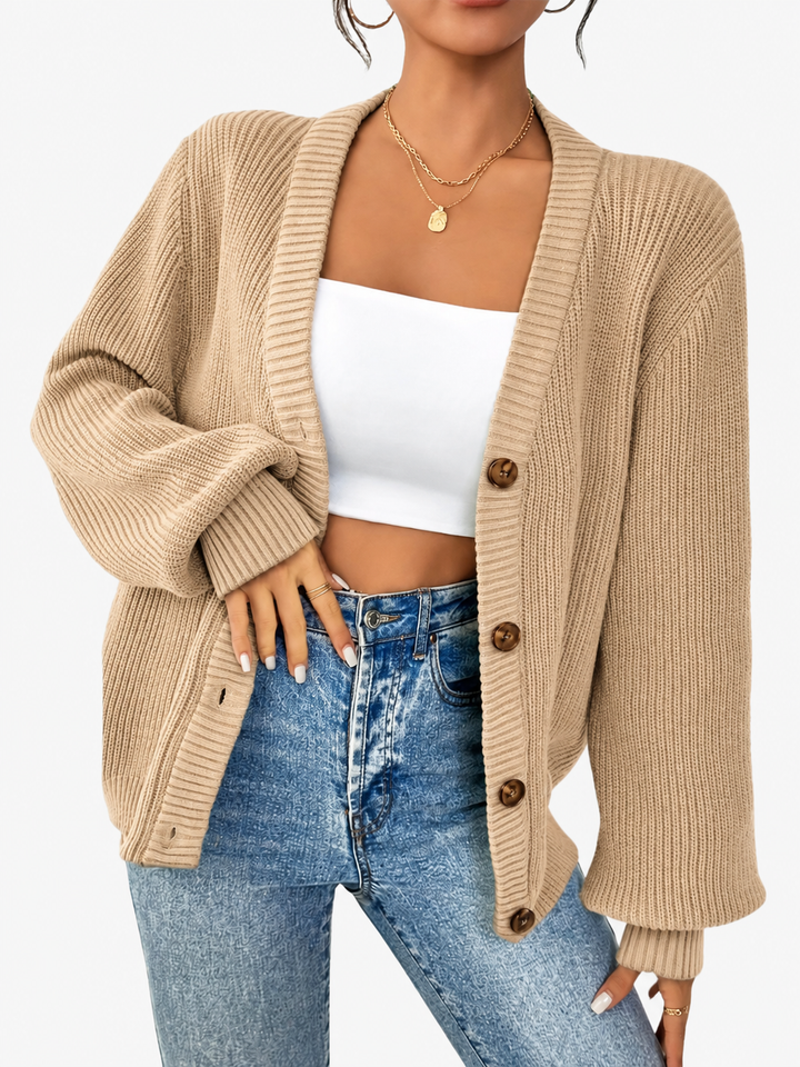 Nore V neck knit cardigan with buttons – image 6
