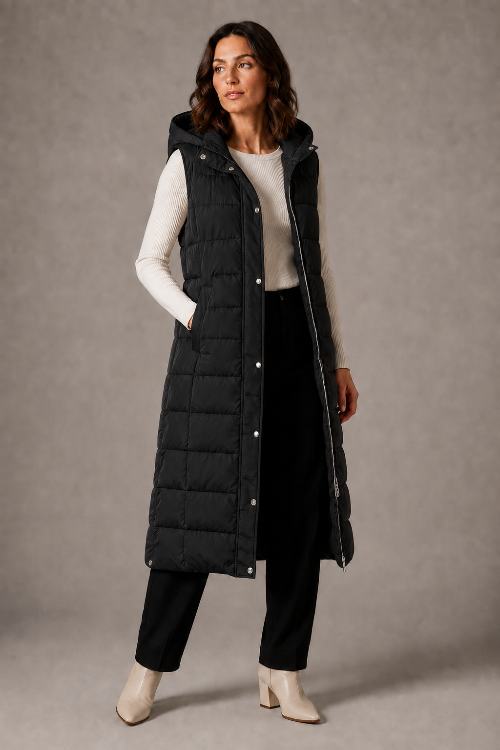 Cassia longline hooded gilet – image 4
