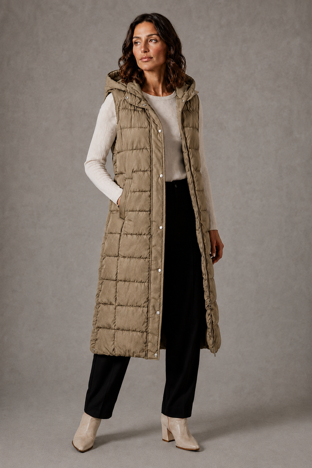 Cassia longline hooded gilet – image 2