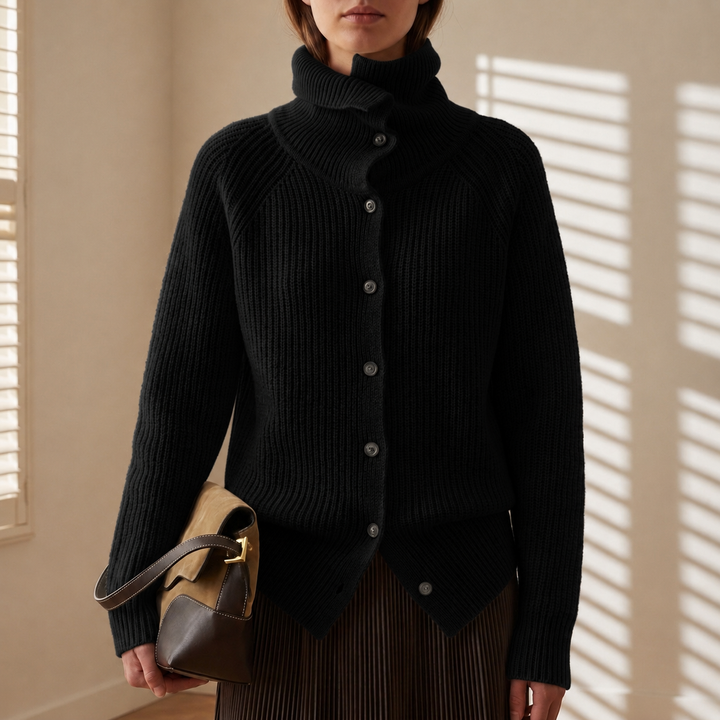 Leonora chunky knit cardigan in black