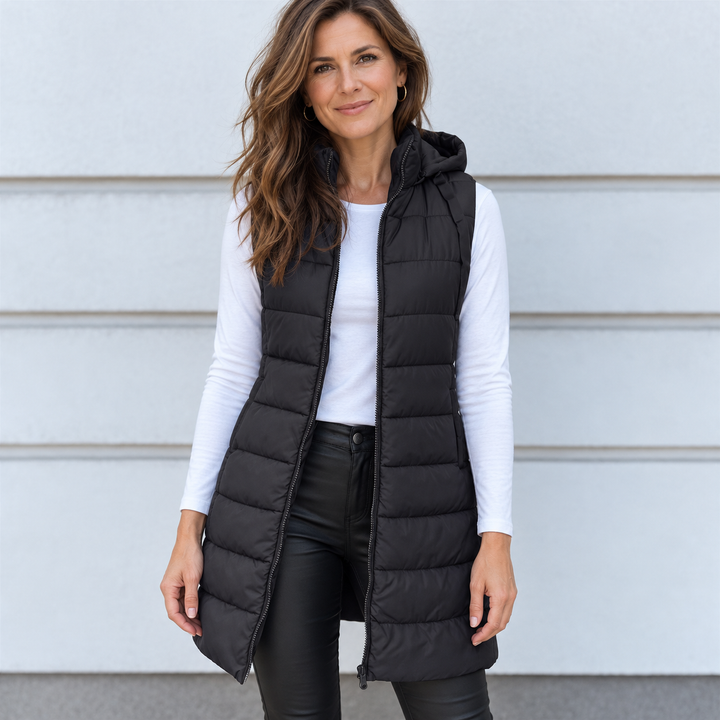 Maeve longline hooded quilted gilet – image 2