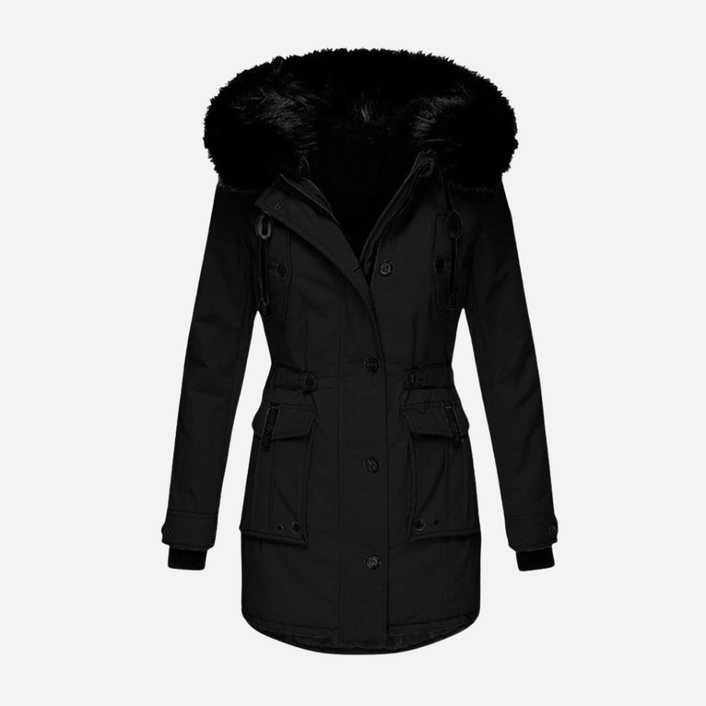 Saffron Elegant Hooded Parka with Flap Pockets - image 2