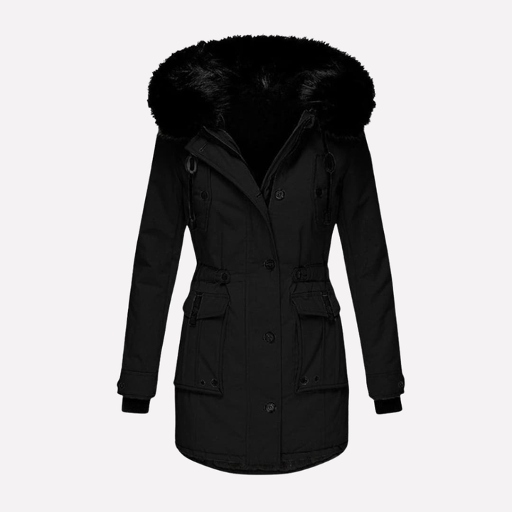 Saffron Elegant Hooded Parka with Flap Pockets - image 2