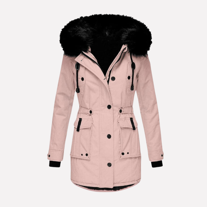 Saffron Elegant Hooded Parka with Flap Pockets - image 4