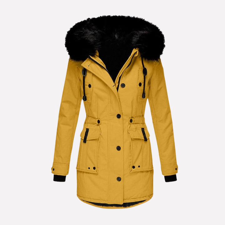 Saffron Elegant Hooded Parka with Flap Pockets - image 6