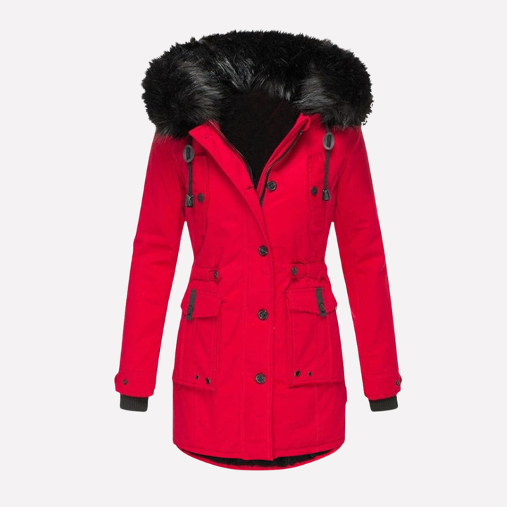 Saffron Elegant Hooded Parka with Flap Pockets - image 5