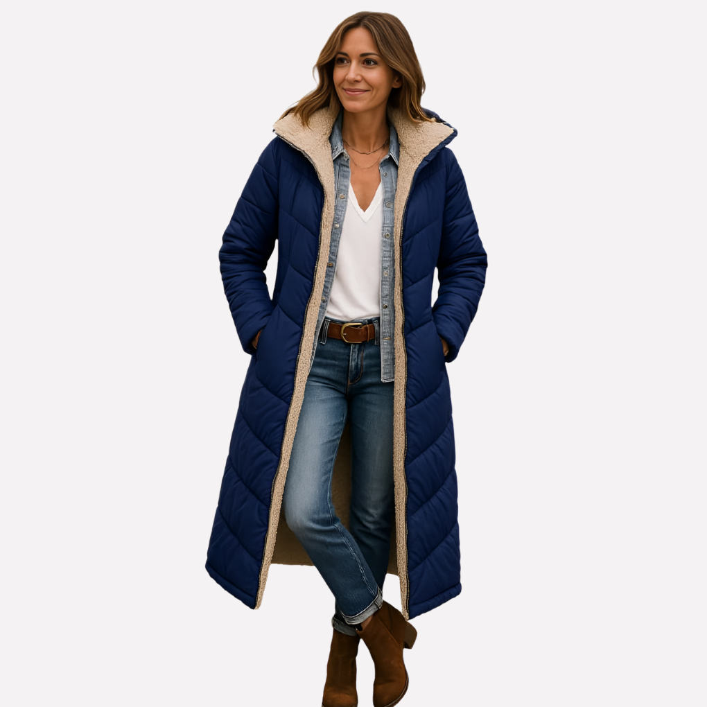 Nell Elegant Hooded Quilted Coat with Lined Interior