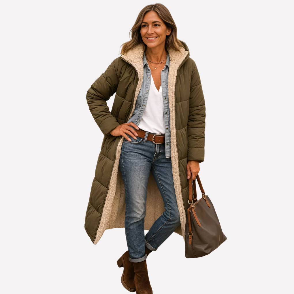 Nell Elegant Hooded Quilted Coat with Lined Interior - image 3