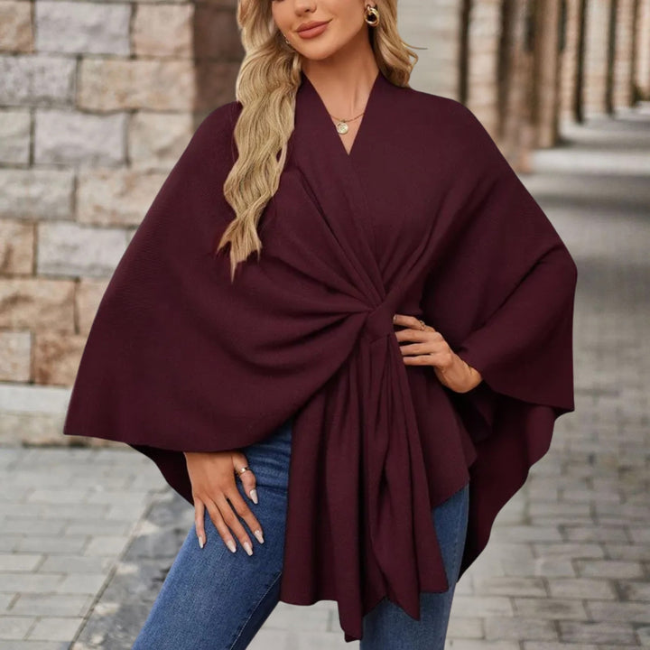 Sunniva knit poncho with knot front – image 11