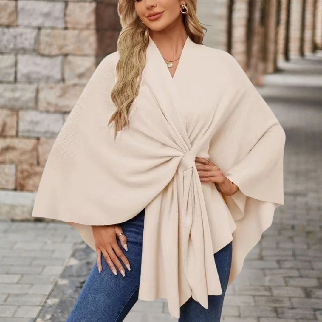 Sunniva knit poncho with knot front – image 6