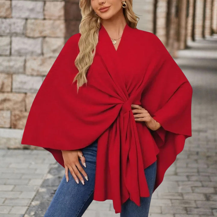 Sunniva knit poncho with knot front – image 8